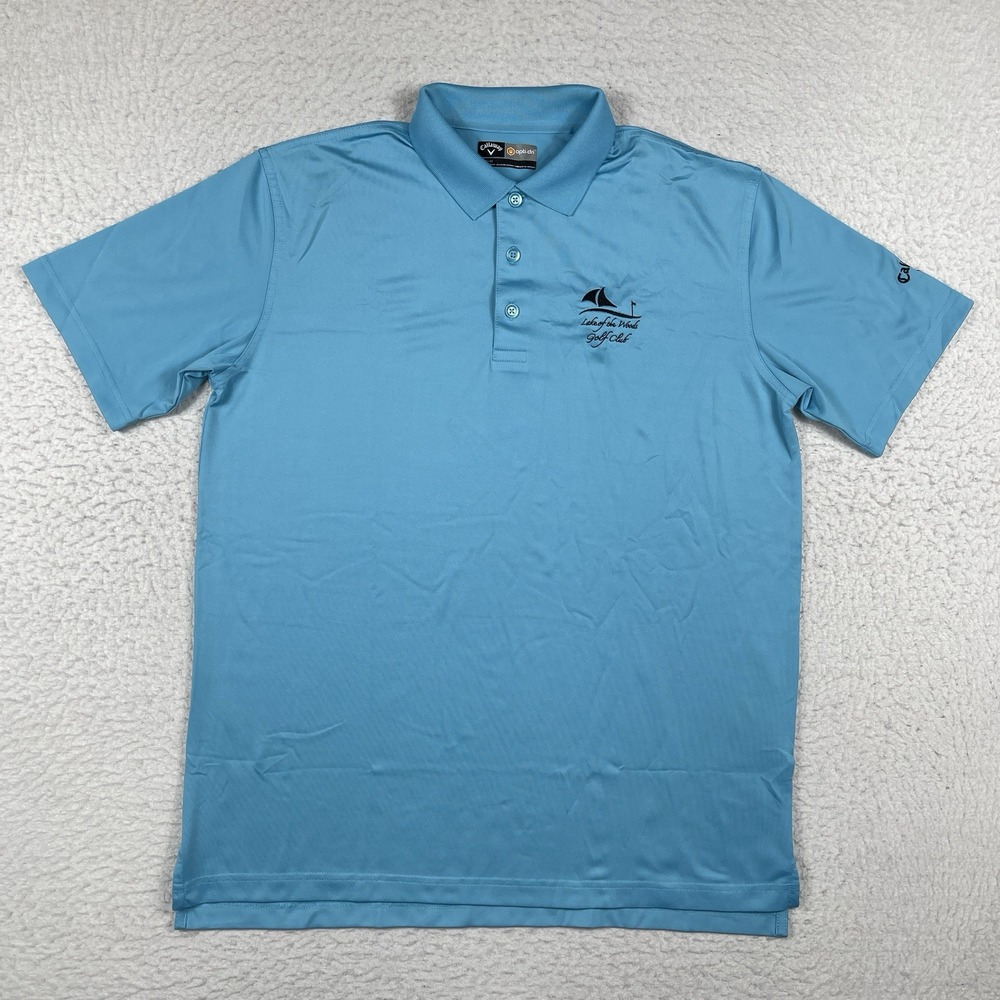 Callaway Polo Shirt Mens Medium Blue Opti-Dri Lake of the Woods Golf Performance